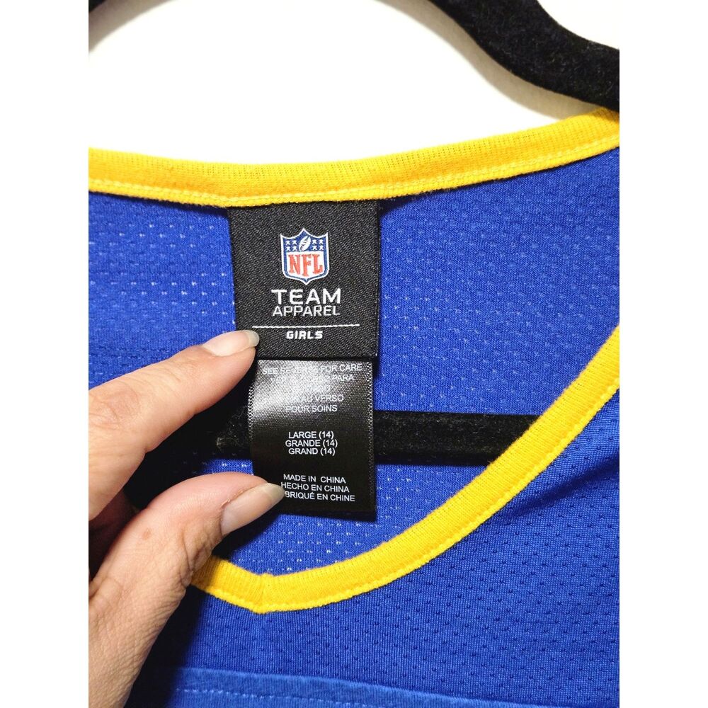 LA Rams NFL Cropped Baby Tee Blue Gold Game Day Womens S - Picture 2 of 4